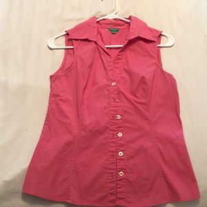 Bright pink sleeveless button down
